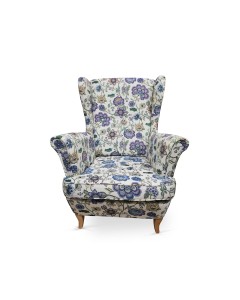 Fotel Uszak Niebieskie kwiaty