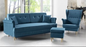 Zestaw Kanapa + fotel+ podnóżek - Dostawa w cenie 